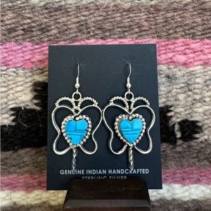 Navajo Handmade Sterling Silver Butterfly Earrings